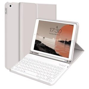 iPad 9.7” Case with Keyboard & Pencil Holder Detachable Wireless Bluetooth GRAY